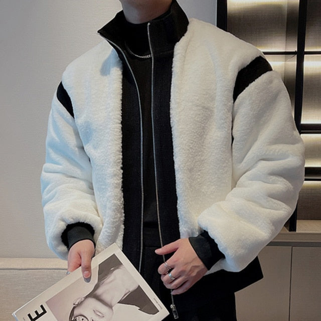 Chaqueta de dos colores contrastantes de empalme