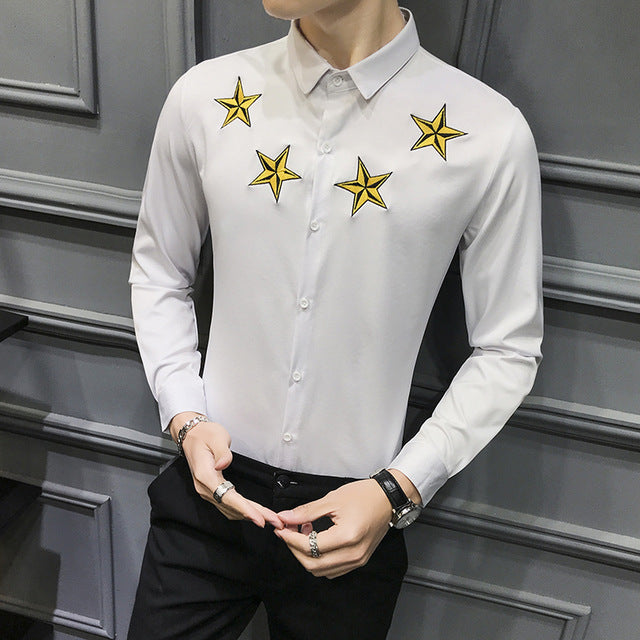 Men Casual Shirts Long Sleeve Simple Slim Fit