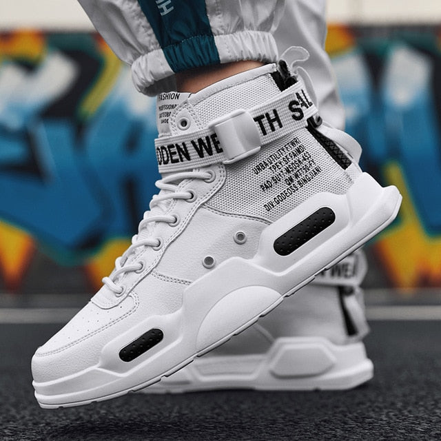 Baskets montantes décontractées à imprimé de lettres pour hommes