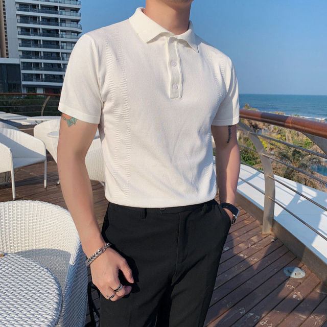 Plain Color British Style Slim Polo Shirt