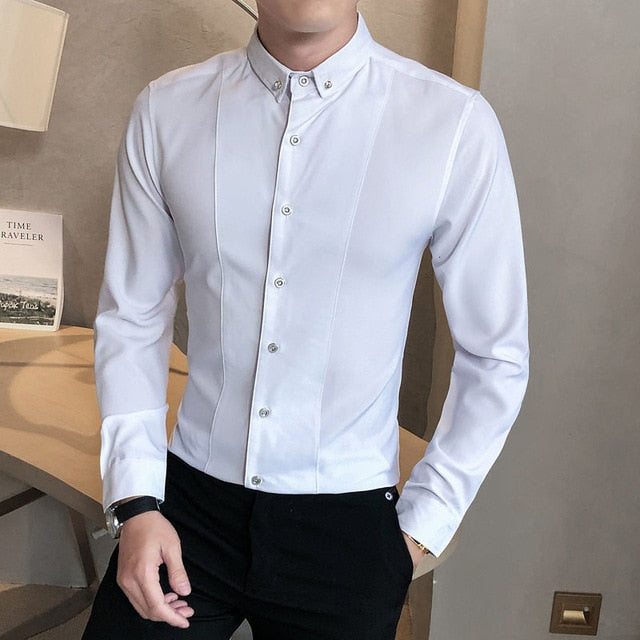 Middle Sewings Decorated Long-Sleeved Shirt