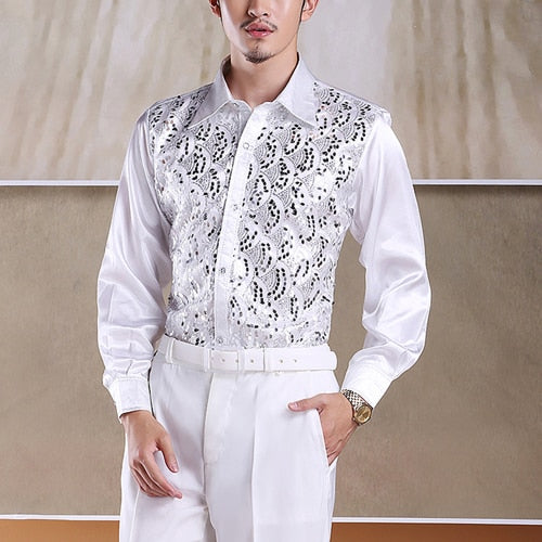 Viscose Light Bright Paisley avec Sequin Detail Chemise Homme