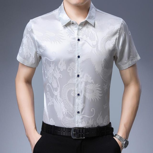 Invisible Dragon Printed Monocolor Short Sleeve Shirt
