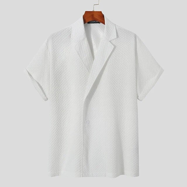 Geometric Subtle Patterned Notch Lapel Collar Shirt