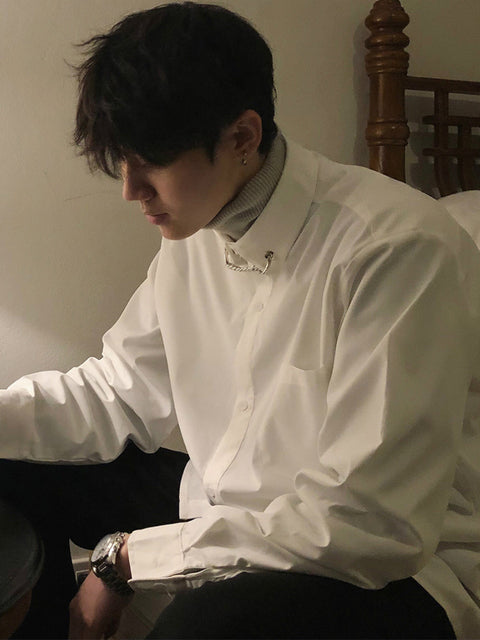 Chainlet White Black Loose Shirts