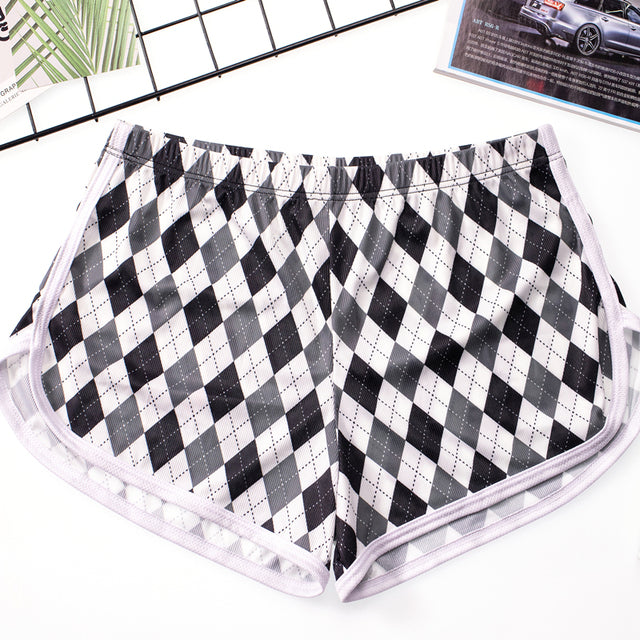 Breathable Plaid Low Waist Polyester Boxer