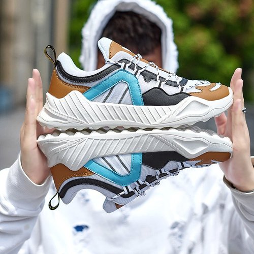 Sneaker pour hommes respirant et épais en maille décontractée colorée d'été