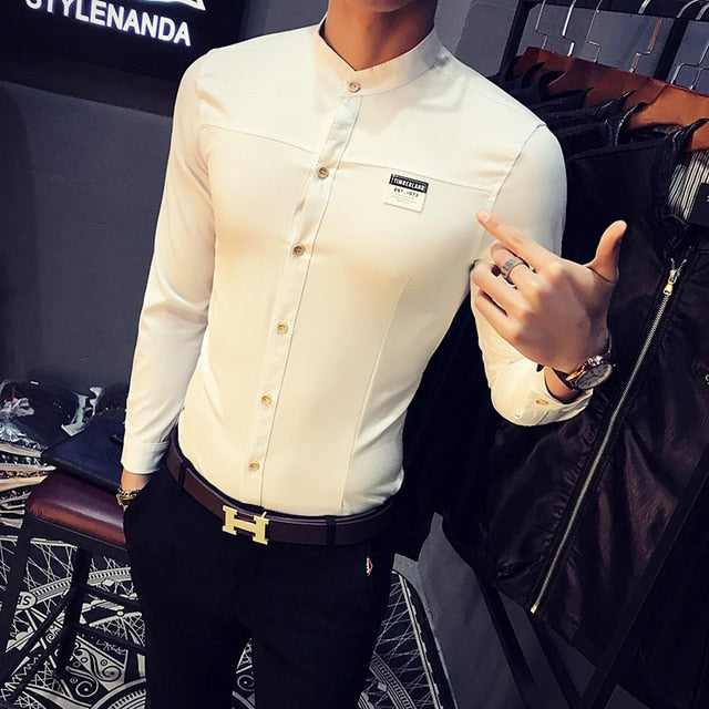 British Long Sleeve Turn Down Collar Casual Shirts