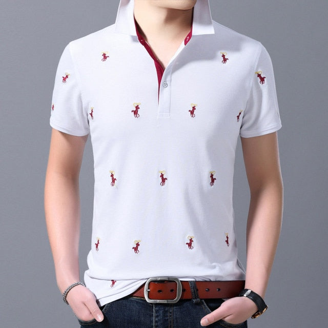 Cowboy Embroidery Pattern Decorated Polo Shirt