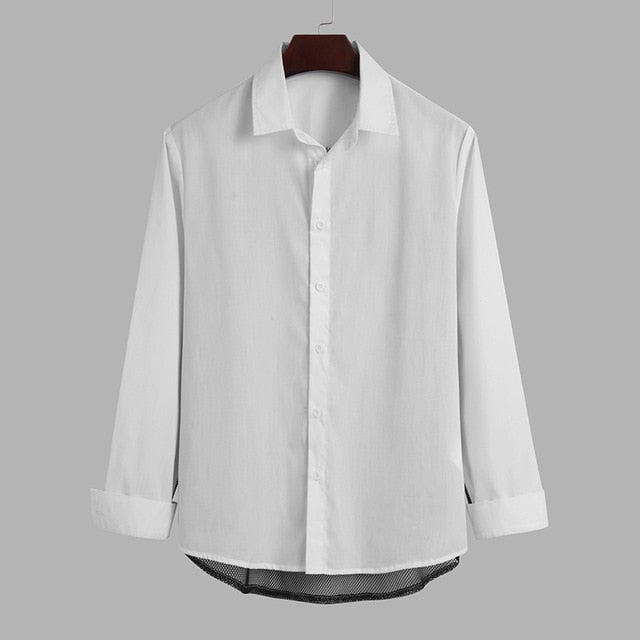 Camisas de manga larga transparentes en la espalda