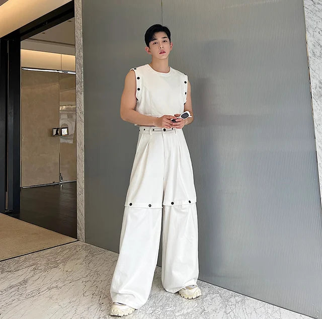 Solid Casual Niche Detachable Pants Set