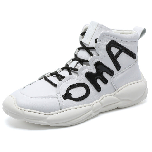 Thick Sole High Top With Letter Patch Style Men Sneaker