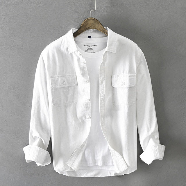 Basic Solid Double Flapped Pocket Style Shirt