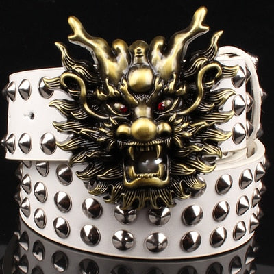 Big Rivet Dragon Head Metal Buckle Punk Style Men Belt