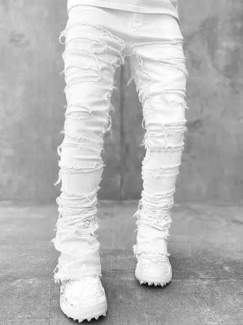 Tassel Ripped Denim Straight Jeans