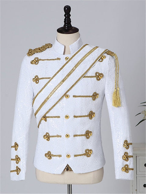 Polyester England Style Mandarin Collar Blazer