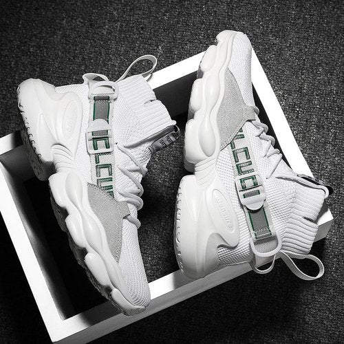 Chunky Mesh High Top avec sangle à boucle Casual Men Sneaker