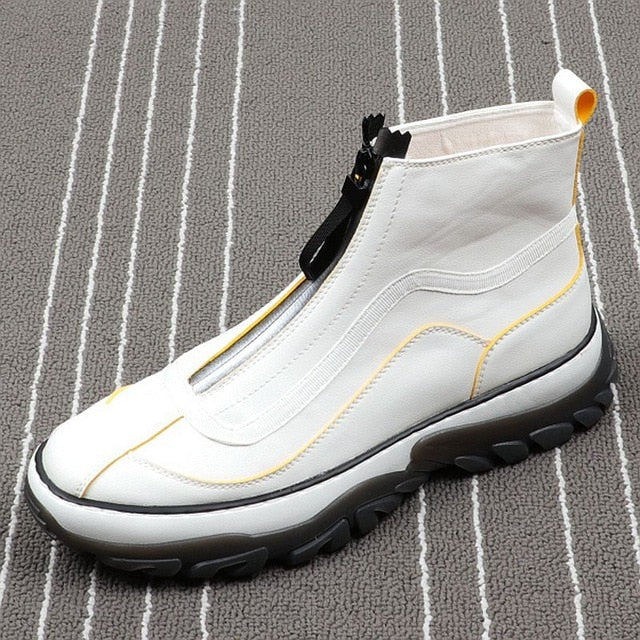 High Top Microfiber with Zipper Thick Bottom Sneaker