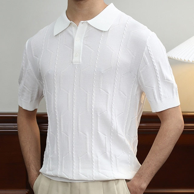 Knitted Striped Vintage Polo Shirt