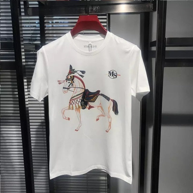 Medieval Horse Printed Cotton Modal T-Shirt