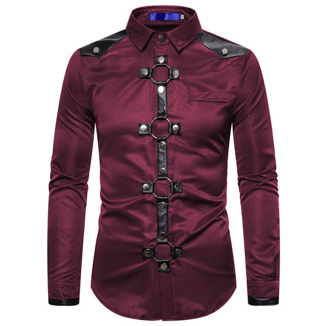 Metal Rings Button Style Long-Sleeved Shirt