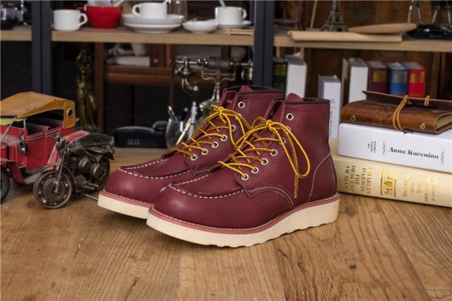 Bottines en cuir véritable vintage cousues Goodyear