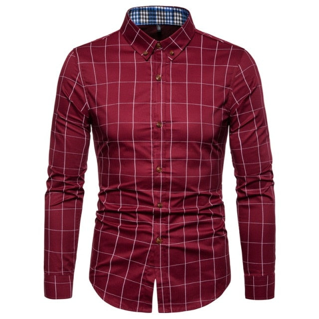Multicolor Plaid Pattern Long Sleeve Cotton Shirt