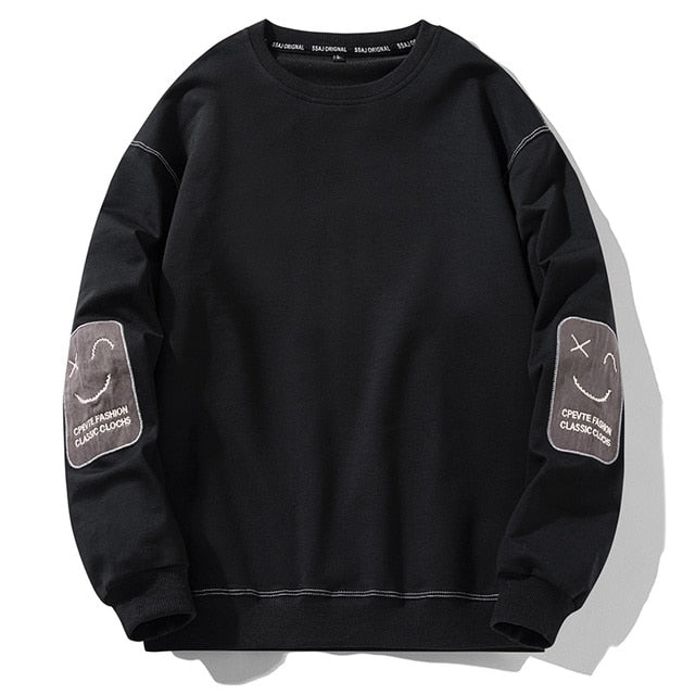 Smiley Patchwork Embroidery Sweatshirt