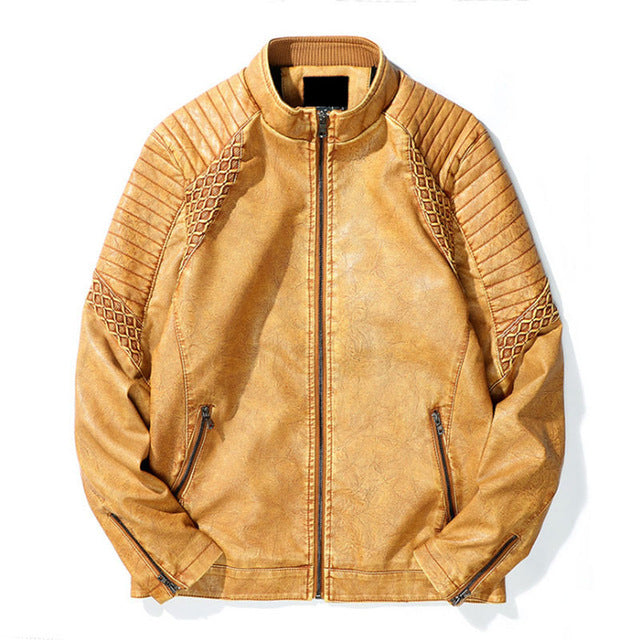 Veste en cuir d'hiver Light Hue Biker pour hommes