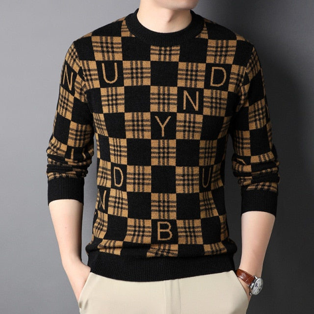 Prendas de punto acrílicas de viscosa con letras a cuadros