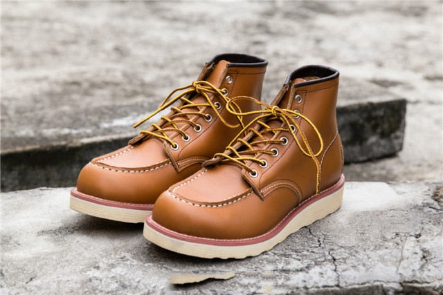 Bottines en cuir véritable vintage cousues Goodyear