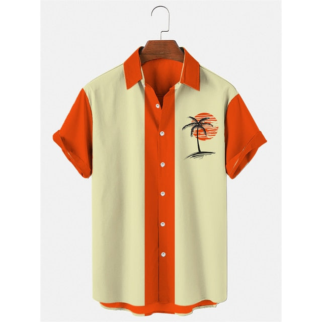 Palm Tree Printed Short Sleeve Shirt