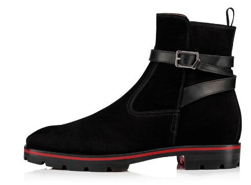 Bottes en cuir classiques à lacets avec boucle pour hommes