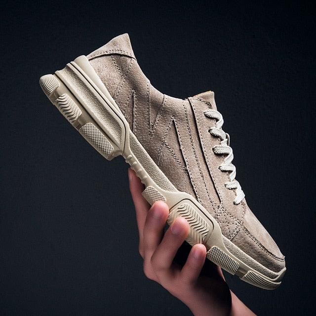 Leather Solid Suede Double Color Men Sneakers