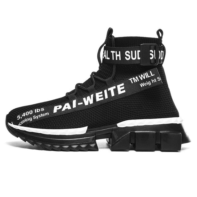 Woven Sock Shoes Hommes Baskets montantes Amortissement Antidérapant