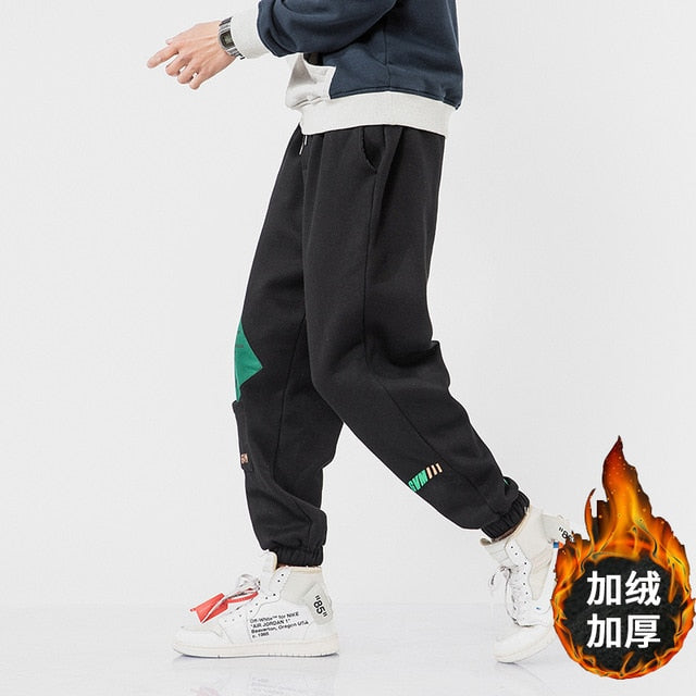 Pantalon décontracté épais pour hommes avec patch et poche avant