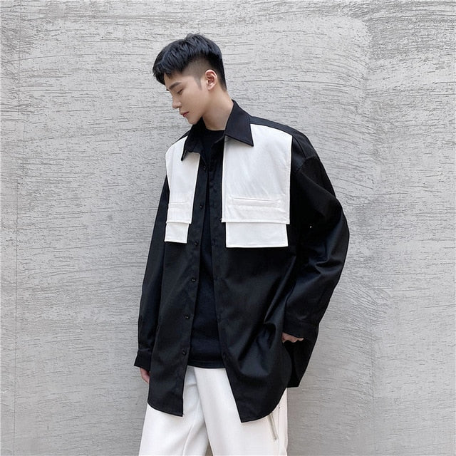 Chemise à manches longues surdimensionnée de couleur contrastante