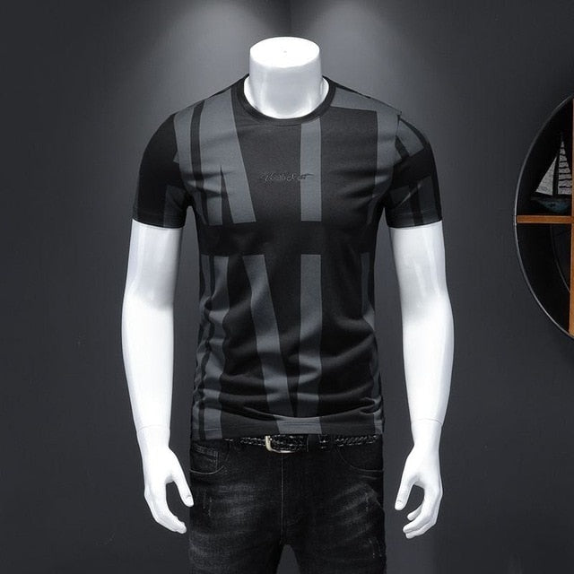 T-shirt d'été à manches courtes en coton stretch pour hommes