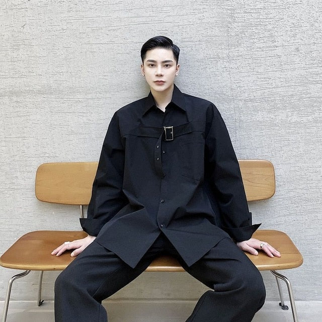 Chemises surdimensionnées unies à boucle de poitrine