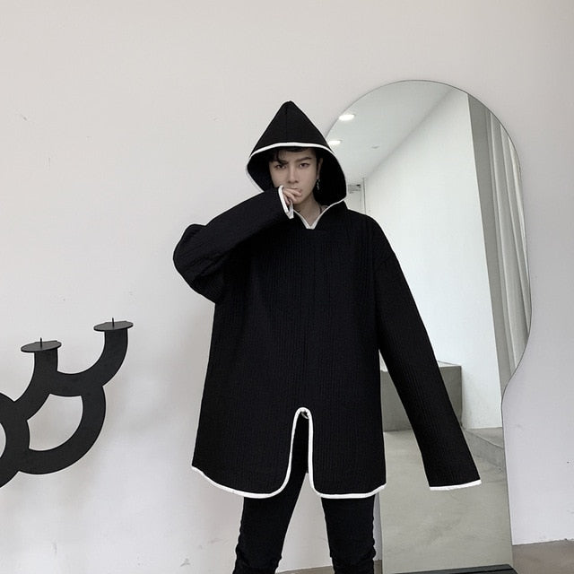 Chaqueta de hombre de estilo callejero de caperucita gótica sólida