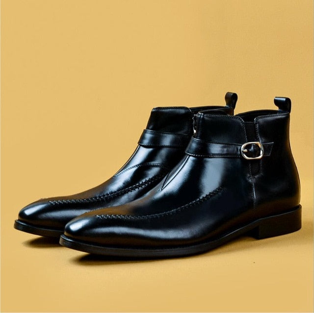 Bottines Chelsea en cuir véritable pour hommes bicolores