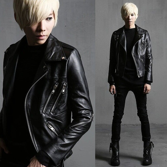Punk Moto Multi Zippers Slim Fit Style Hommes PU Veste