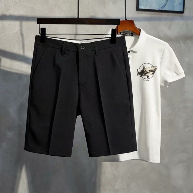 Casual Solid Polyester Chino Short