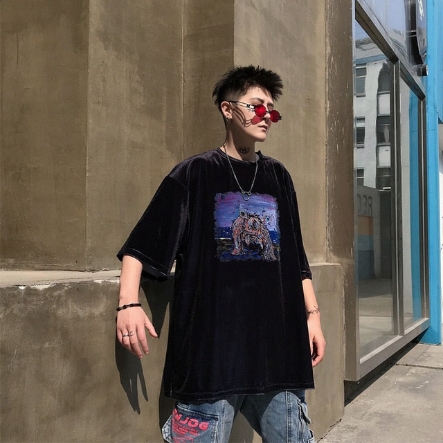 Streetwear Casual Printed Harajuku Loose Style Men T-Shirt