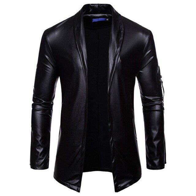 Blazer Slim Fit Hombre Color Metalizado Cuero PU