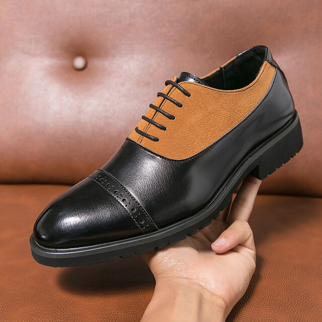 Black Leather Brown Suede Derby Shoes