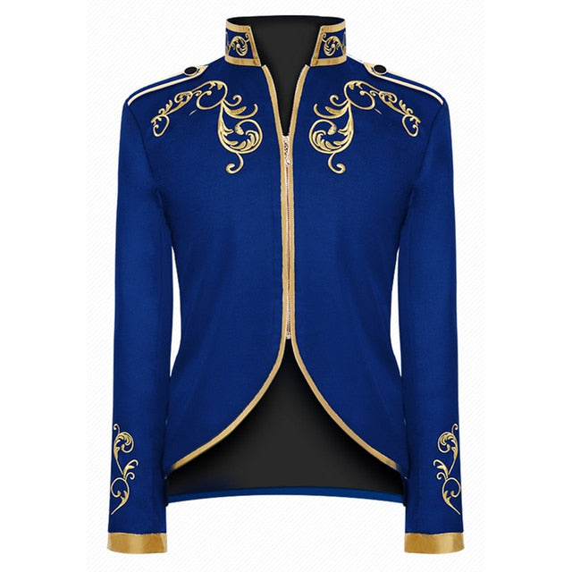 Luxurious Victorian Style Golden Embroidery Polyester Blazer