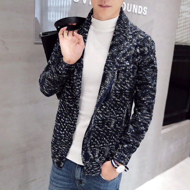 Knitted Classic Marble Casual Style Men Cardigan