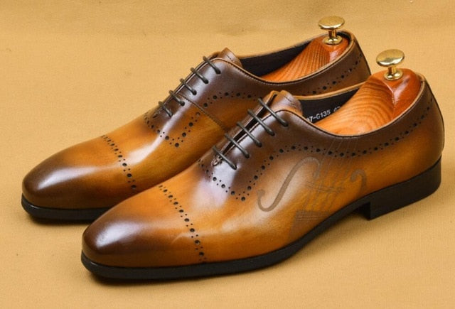 Genuine Leather Painted Gradation Men Oxford Shoes