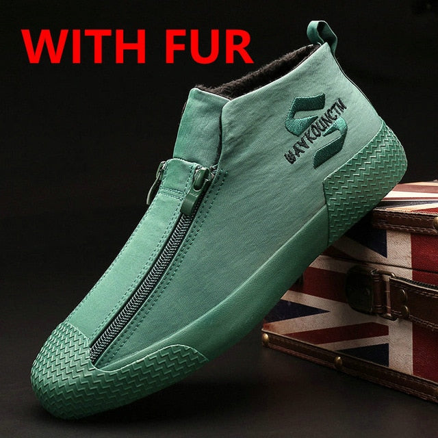 Chaud Hiver Mode Fourrure Zipper Hommes Bottes